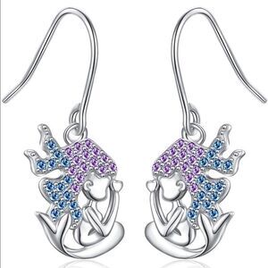 Sterling Silver Crystal Mermaid Earrings